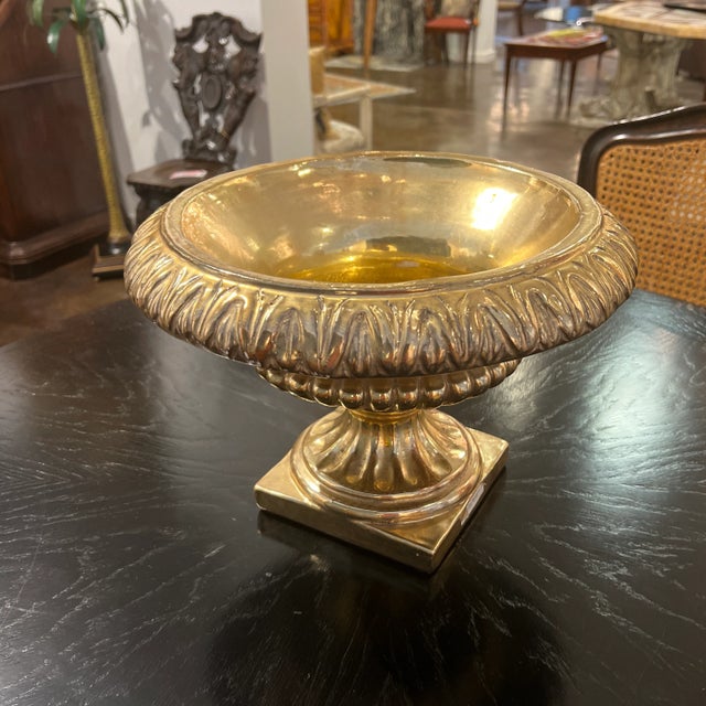 Gold Handmade Italian Ceramic Gold Gilded Planter on Pedestal For Sale - Image 8 of 12