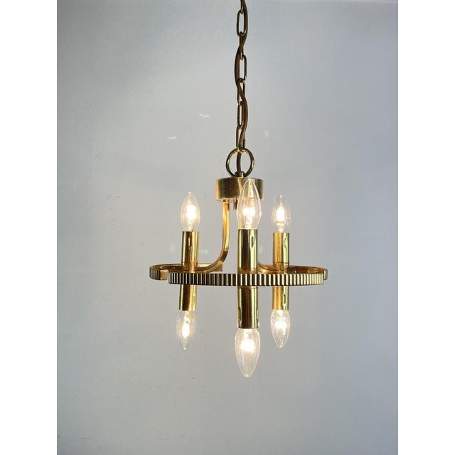 Vintage Italian Chandelier in Brass and Murano Glass, 1960s For Sale - Image 12 of 14