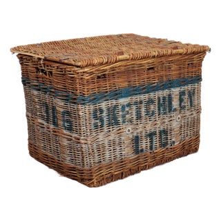English Wicker Log Basket, 1890s For Sale