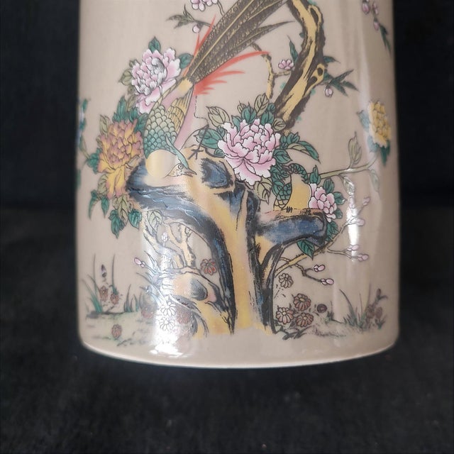 Chinese Ceramic Pot,Tongzhi Marked Famille Rose Porcelain Brush Pot Hand Painted Flowers and Birds Pattern For Sale - Image 9 of 11