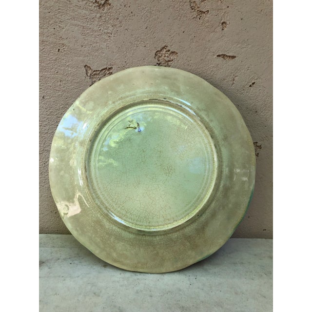 C.1900 French Majolica Leaves & Grapes Plate Onnaing For Sale - Image 4 of 5