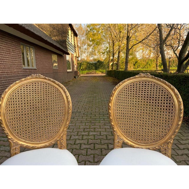 1970s French Louis XVI Gold Beech Cane Dining Chairs – 4 PCS For Sale - Image 12 of 18