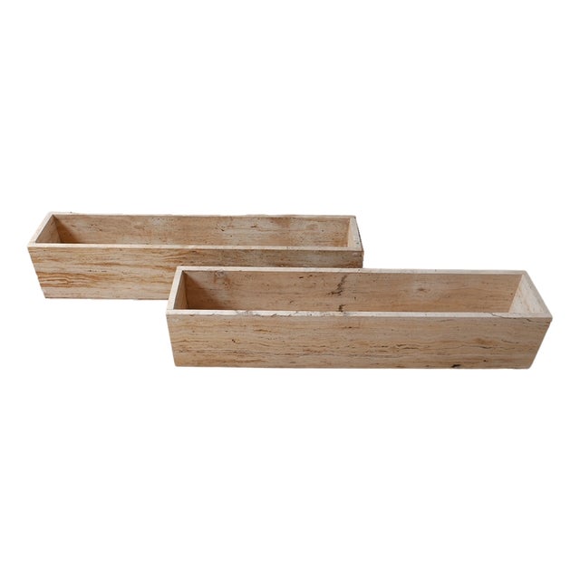 Mid-Century Travertine Planters, Belgium, Set of 2 For Sale