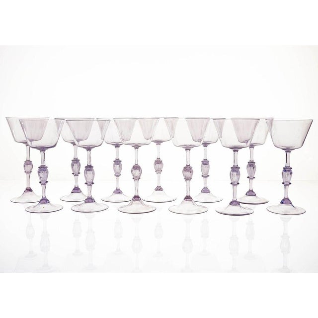 Mid-Century Modern Cyclamen Murano Wine Glass from Cenedese, 1950s, Set of 12 For Sale - Image 3 of 18