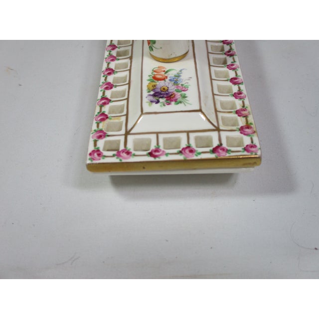 Rose Antique Dresden Germany Hand Painted Porcelain Blotter & Organizer, 2 Piece For Sale - Image 8 of 12