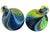 A vibrant pair of Murano art glass long-neck vases attributed to Fratelli Toso, Italy, dating to the mid-20th century....