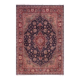 Art Nouveau 1990's Tabriz Pak-Persian Blue/Ivory Wool Rug - 9'2'' X 12'5'' For Sale