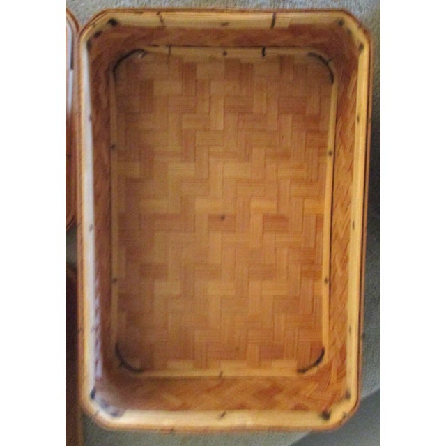Vintage 1946 Occupied Japan Stacking Bamboo Lunch Picnic Basket For Sale - Image 9 of 12