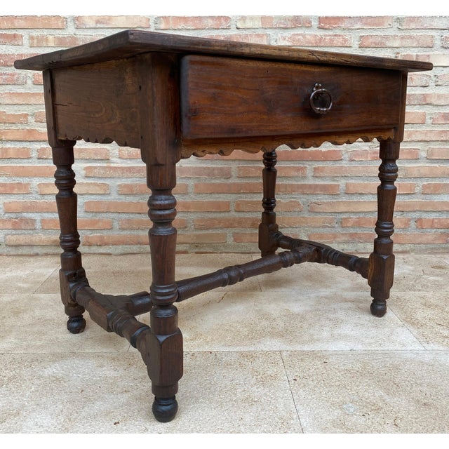 French Oak Side Table with One Drawer, 1940s For Sale - Image 18 of 18