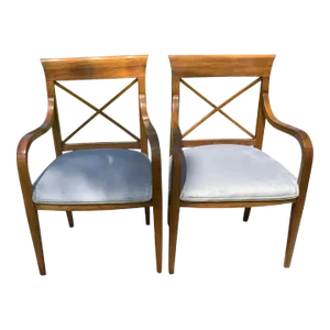 Mid Century Style Walnut Chairs - a Pair