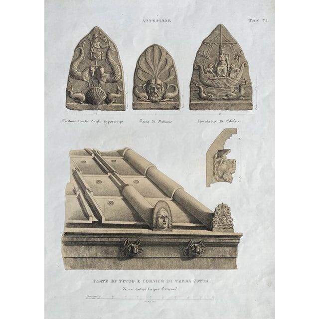 Traditional 1852 Architectural Roof Ornament Chromolithograph For Sale - Image 3 of 3