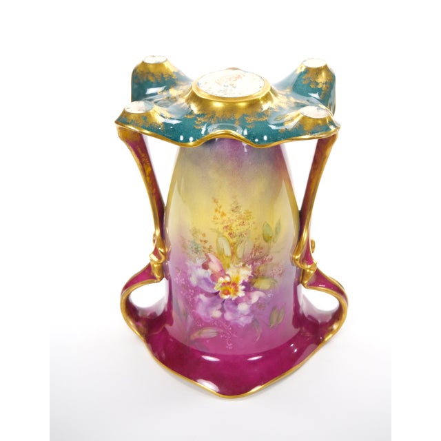 Antique Royal Bonn German Porcelain Hand-Painted & Gilt Floral Decorative Vases For Sale - Image 11 of 13