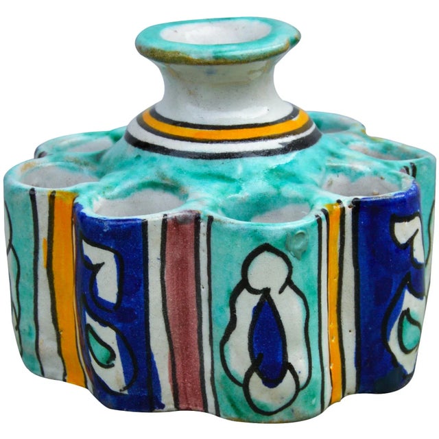 Colorful Moroccan Ceramic Catchall For Sale - Image 9 of 9