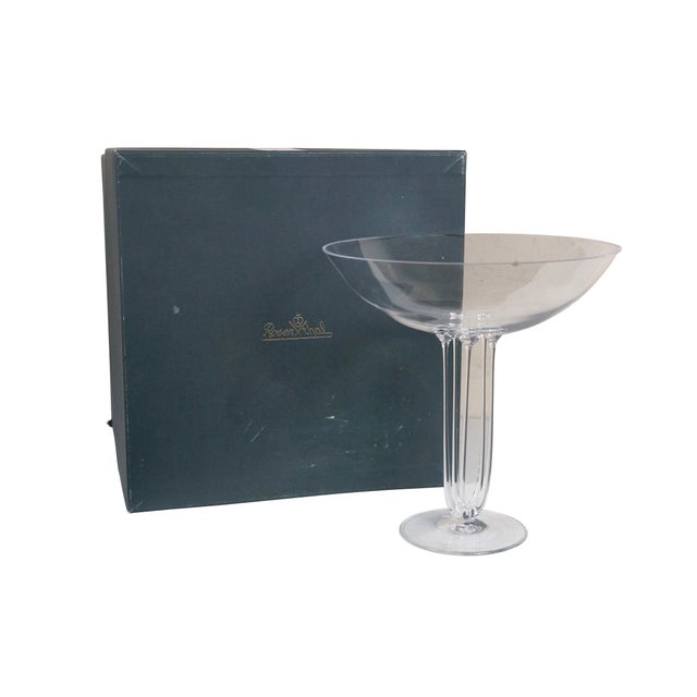 Late 20th century Rosenthal clear crystal centerpiece compote. Round serving bowl supported on a pedestal base of five...