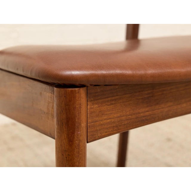 Set of 4 Vintage Danish Modern Rosewood Dining Chairs With Brown Upholstered Seats For Sale - Image 9 of 12