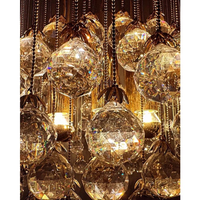 1970s Vintage Crystal Balls Cascade Chandelier For Sale - Image 5 of 13