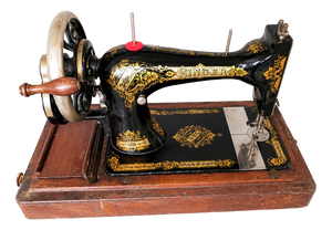 Antique Singer Hand Crank Sewing Machine in Bentwood Case, 1890s