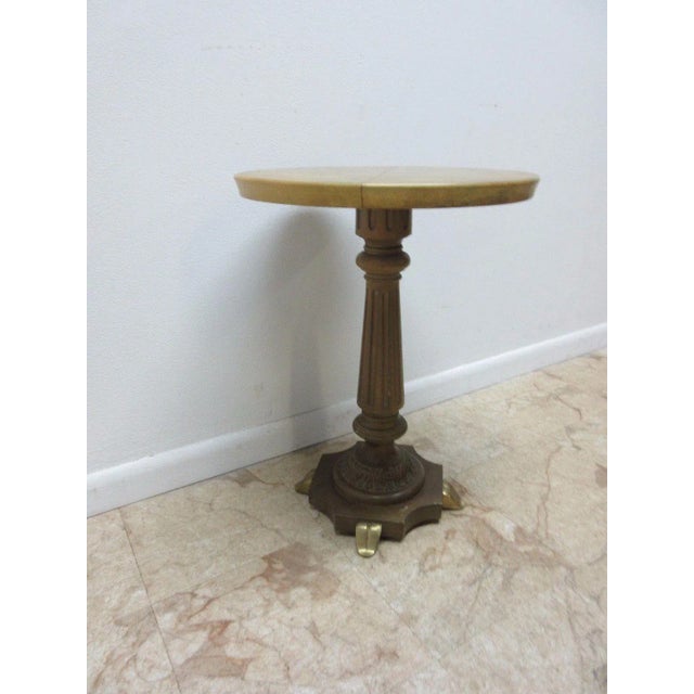 Vintage Brass Faux Paint Marble French Regency Side Table For Sale - Image 11 of 11