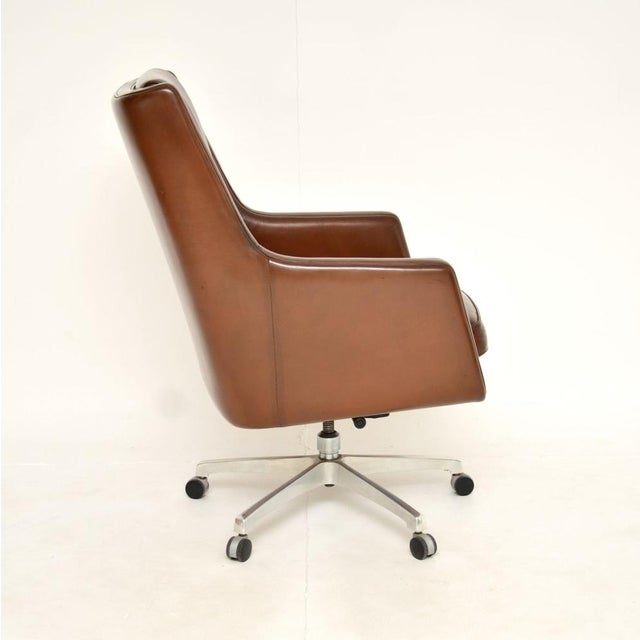 Vintage Danish Leather Swivel Desk Chair, 1960s For Sale - Image 6 of 14