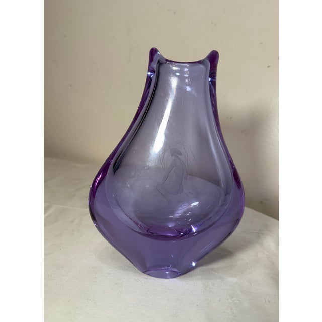 Vintage Hand Blown Miroslav Klinger Purple Glass Crystal Czech Art Glass Vase For Sale - Image 10 of 12