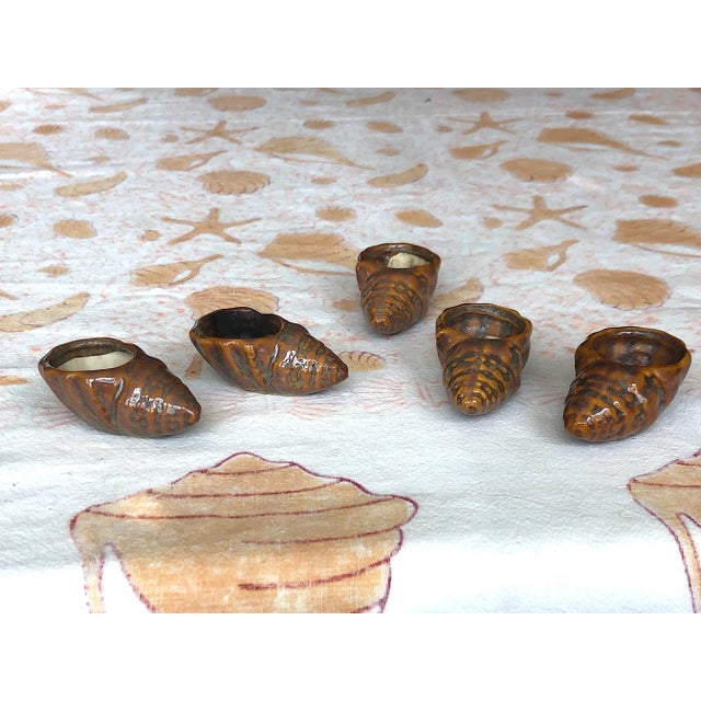 Contemporary Ceramic Seashell Tea Light Candle Holder - Set of 5 For Sale - Image 3 of 13