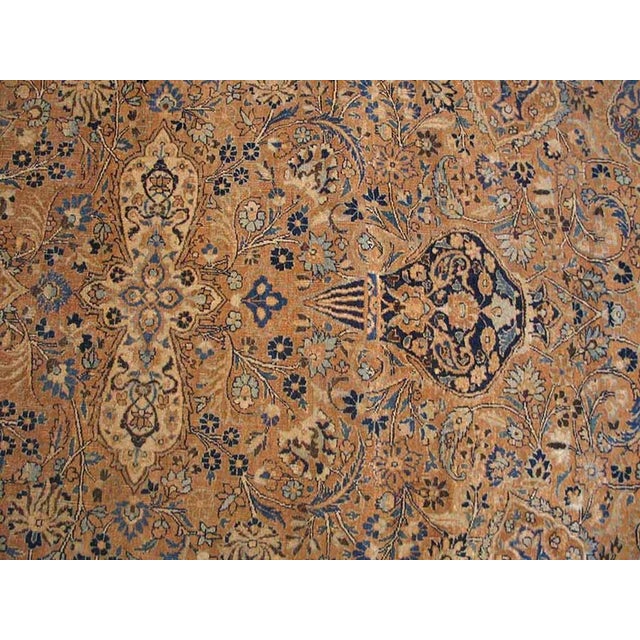 Early 20th Century 1920s Tan Camel Medallion Antique Persian Mashhad Rug 13' 4" X 19' 1" Handknotted Wool Carpet For Sale - Image 5 of 6