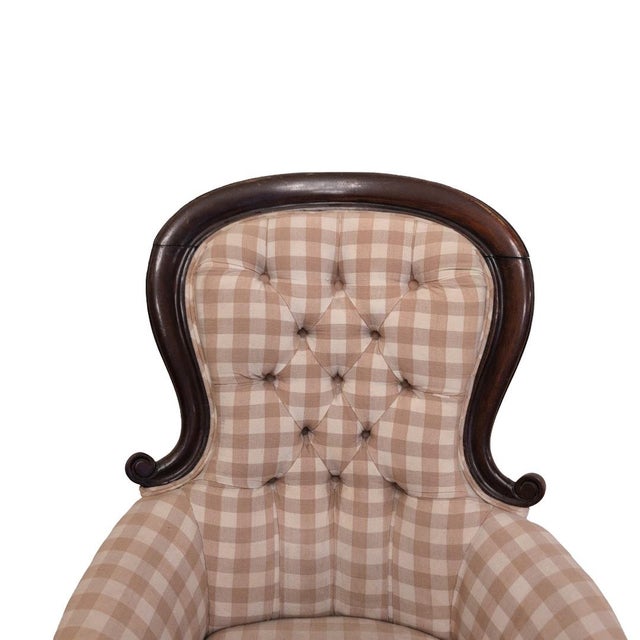 Antique English Gingham Chair For Sale - Image 4 of 12