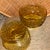 Two vintage 1940s amber yellow colored transparent sherbet serving dishes made by Indiana Glass Company, US. Flawless...