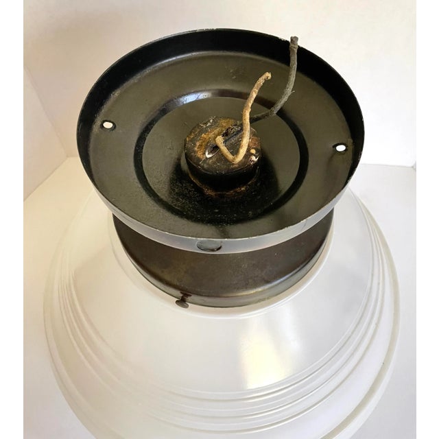 1950's Art Deco Frosted Semi-Flush Pendant Light For Sale - Image 4 of 11