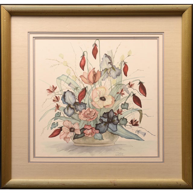 American 1970s Floral Harmony, Framed For Sale - Image 3 of 3