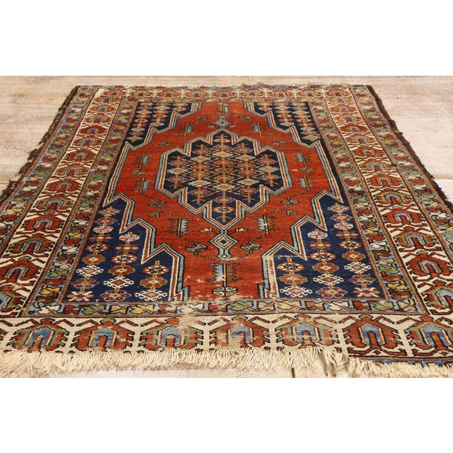 Late 19th Century Persian Mazlaghan Hamadan Rug, 04'01 X 05'10 For Sale - Image 9 of 10