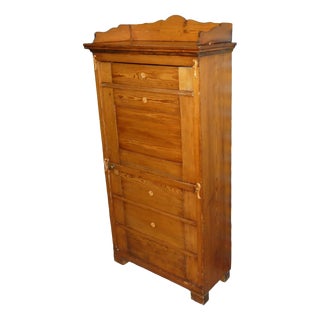 Tall Antique Biedermeier Wooden Pantry Cupboard For Sale