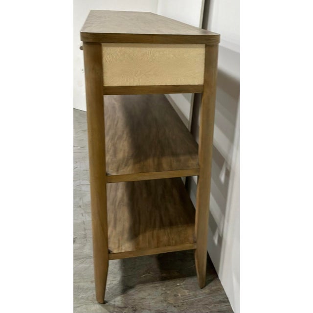 Wood Theodore Alexander Modern Cream Shagreen Laszio Console Table For Sale - Image 7 of 8