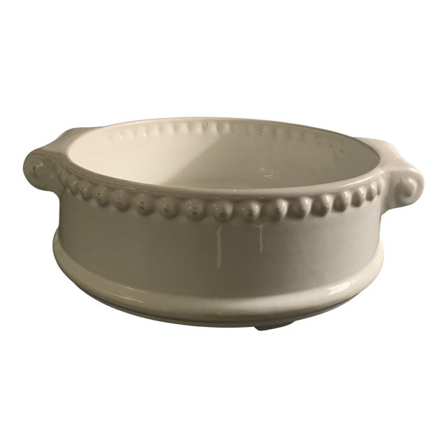 1990s French Country White Ceramic Cachepot For Sale