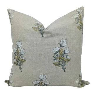Fabdivine Block Print Handmade Pillow Cover Pure Linen- 22x22 Inch- Abhisek For Sale