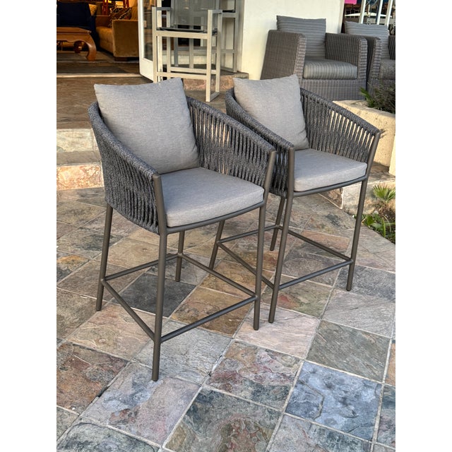 Design Plus Gallery presents a Pair of Porto Bar Stools from Four Hands. The seat of chairs are the perfect place for...