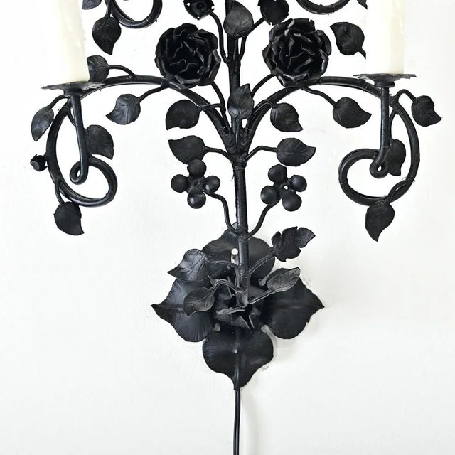 French French Early 20th Century Iron Wall Sconce For Sale - Image 3 of 9