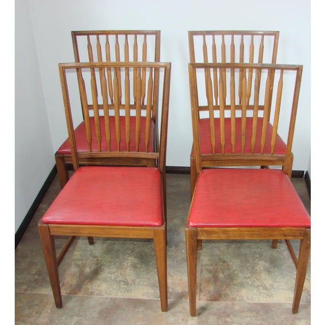 Vintage Chairs in Oak and Eco-Leather, 1960s, Set of 4 For Sale - Image 4 of 9