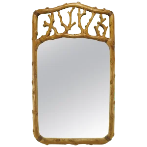 Hand-Carved Fruitwood Faux Bois Mirror