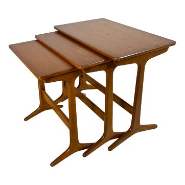 Vintage Danish Teak Nesting Tables, 1960s, Set of 3 For Sale