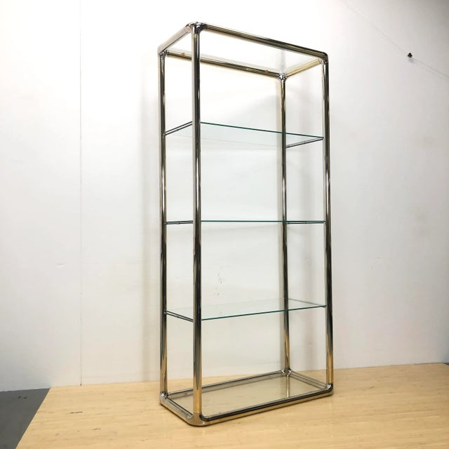 Metal Large Tubular Etagere Glass Shelf | After Milo Baughman For Sale - Image 7 of 11