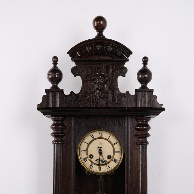 Vintage Junghans Oak Wall Clock, 1920s For Sale - Image 10 of 11