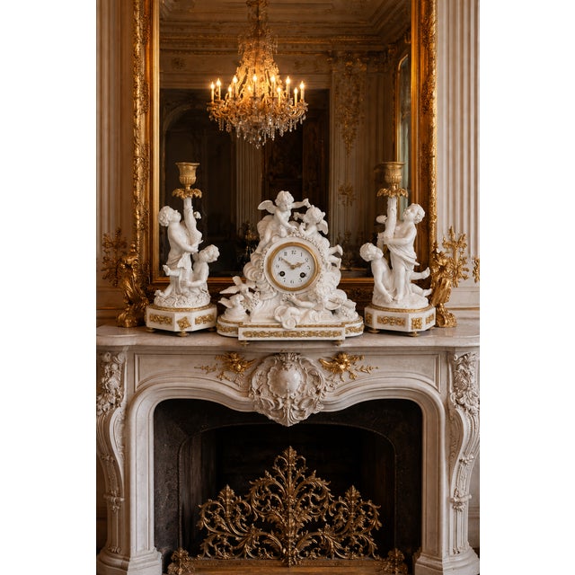1840s French Sevres White Biscuit Clock Set - 3 Pc For Sale - Image 12 of 18
