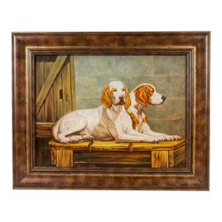 Maitland Smith Original Painting of Two Hunting Dogs Hounds For Sale