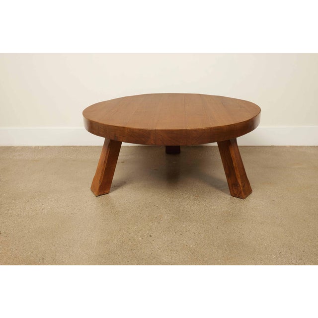 1960s Brutalist Solid Oak Coffee Table, Europe 1960s For Sale - Image 5 of 5