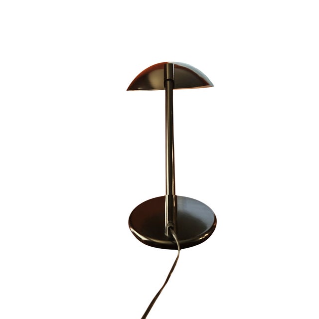 Postmodern Vintage Postmodern Art Specialty Co. Oversized Black Cantilever Saucer Desk Lamp For Sale - Image 3 of 13