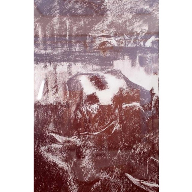 L. Seghers, Landscape with Cattle, Pastel For Sale - Image 3 of 5
