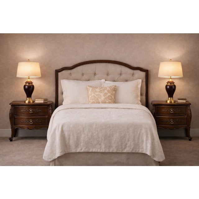 Pair of Vintage French Provincial Bombe-Style Solid Wood End Tables — Nightstands For Sale - Image 9 of 10