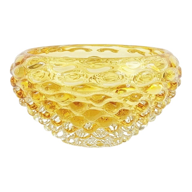 Mid Century Murano Bubble Glass 'Lenti' Series Bowl by Ercole Barovier for Barovier & Toso, Italy, 1940s-1950s For Sale