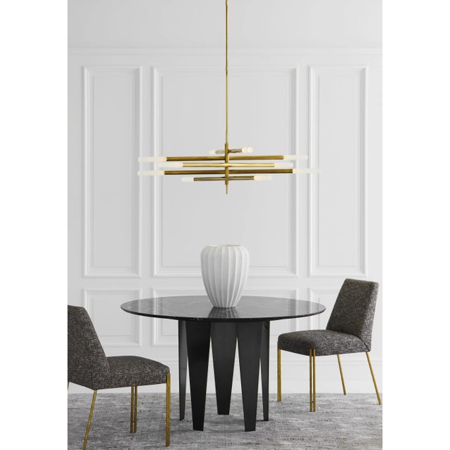 Modern Kelly Wearstler for Visual Comfort Signature Rousseau Grande Ten Light Articulating Chandelier in Antique-Burnished Brass with Etched Crystal For Sale - Image 3 of 4